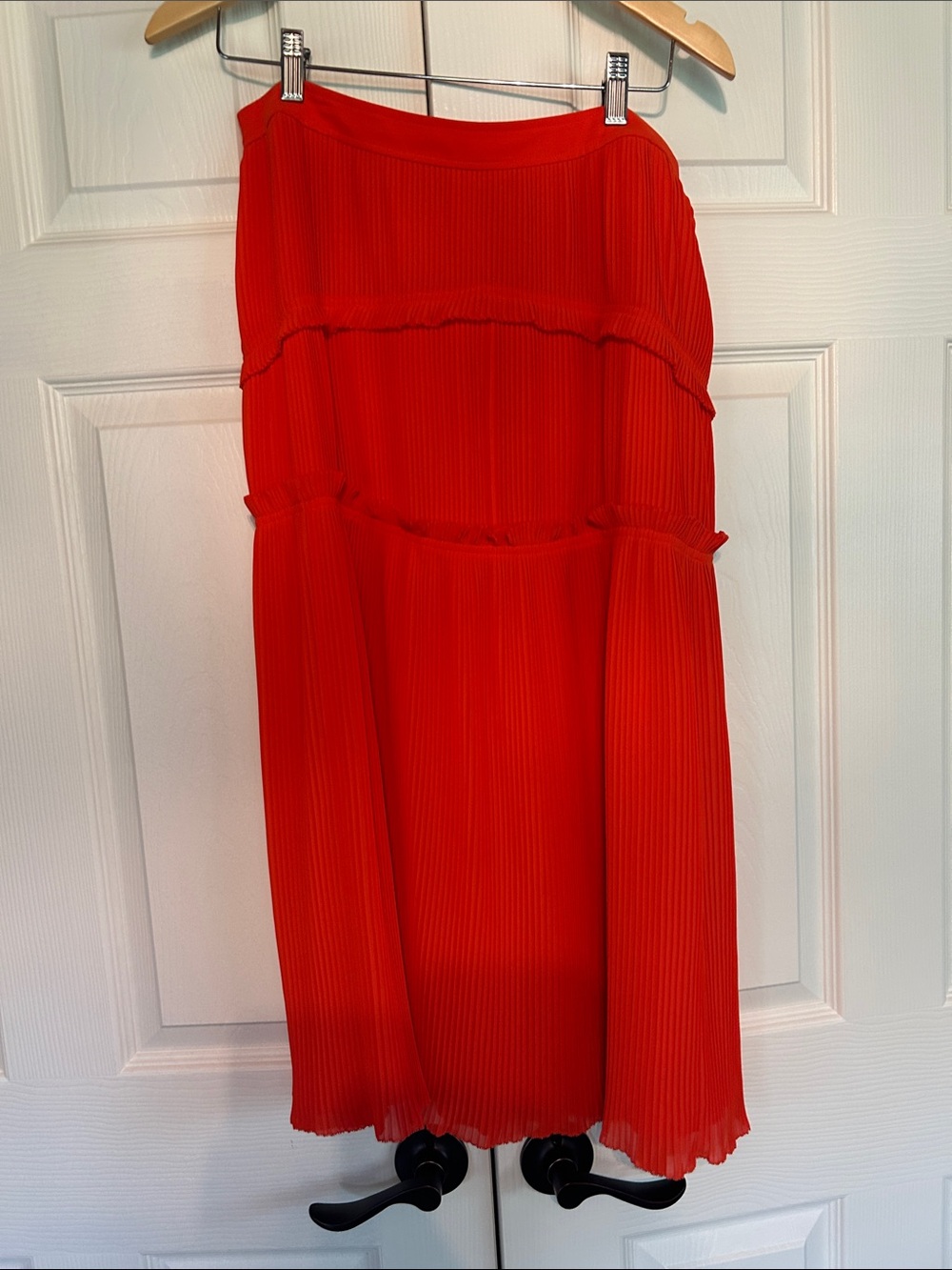 Tory Burch Orange  Pleated Midi Skirt